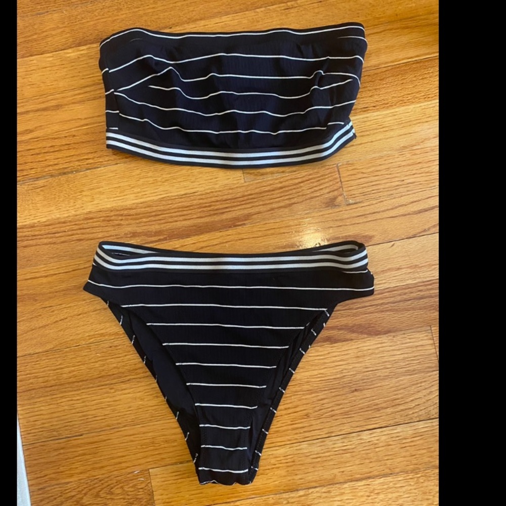 Solid and Striped Two Piece Swimsuit